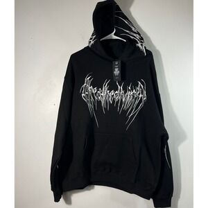 Mens Breathe Divinity Doomslayer Oversized Pullover Hoodie Black White L NWT